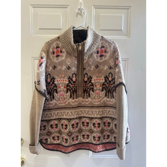 Anthropologie Sleeping On Snow Sz XS/S Fair Isle Sweater 1/2 Zip Pullover - Picture 2 of 6
